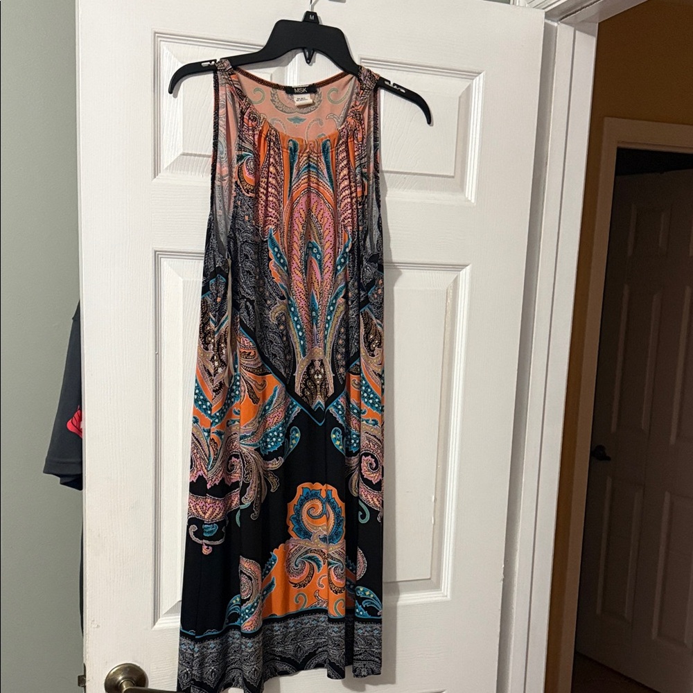 MSK Pink and Blue Paisley Dress